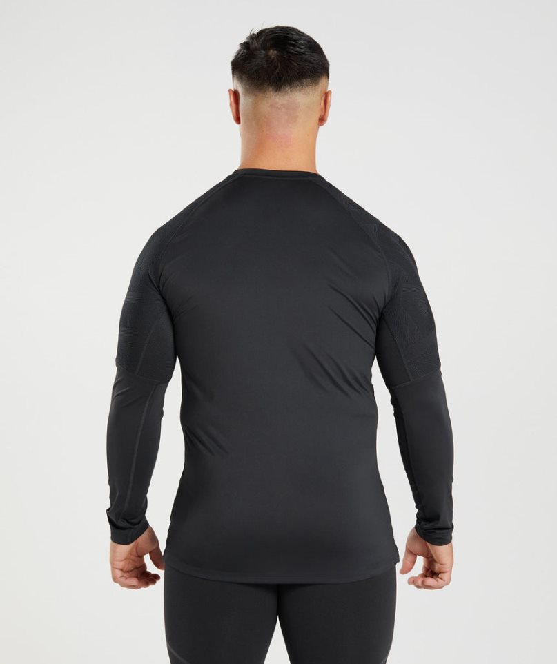 Men's Gymshark 315 Long Sleeve T-Shirts Black | CA 71N30D